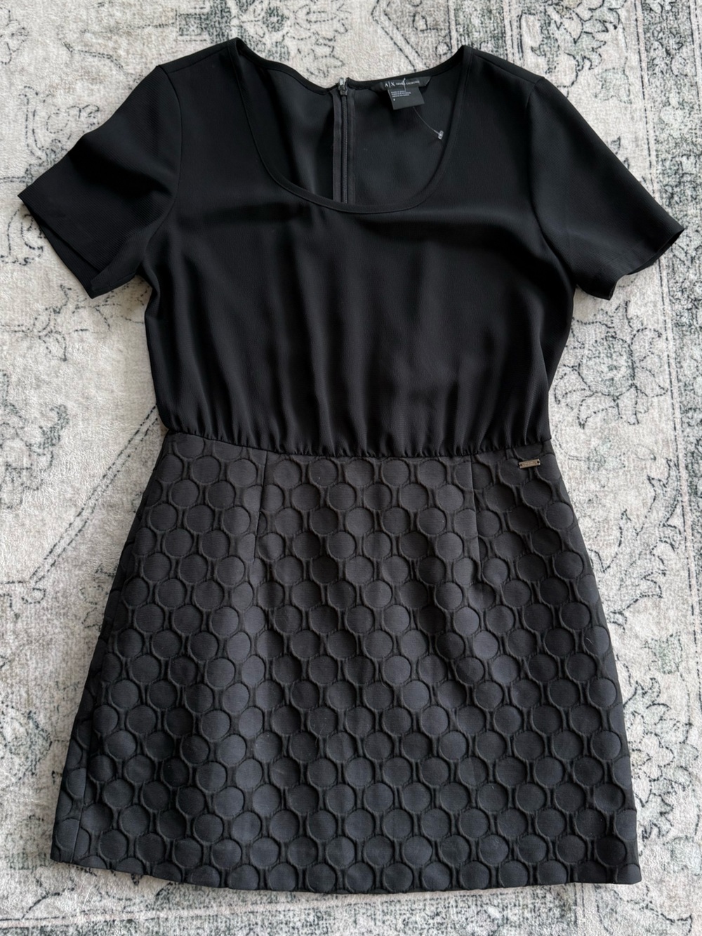 NWT Armani Exchange Black Textured Fit-and-Flare Dress